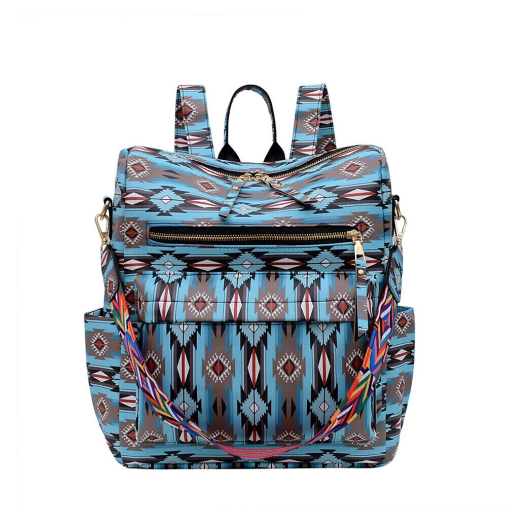 Aztec Print Backpack In Blue